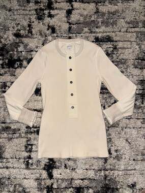Bottega Veneta Ribbed Stretch Cotton Henley Long Sleeve Shirt